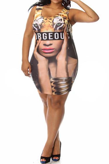 Plus Size Bodycon Leopard Diva Dress