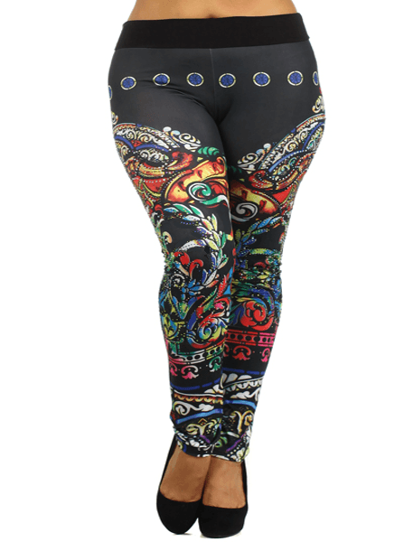 Plus Size Sublimation Print Leggings