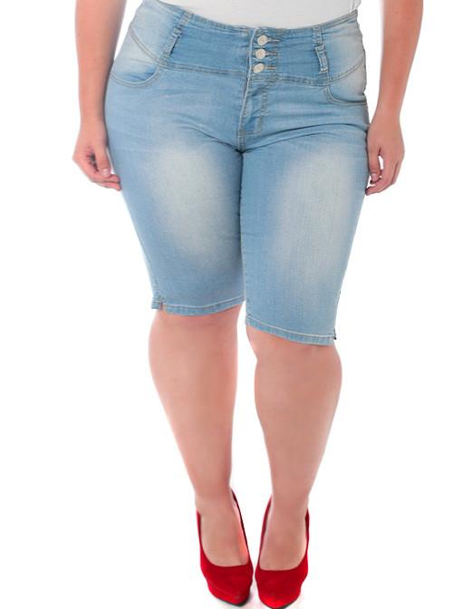 Plus Size Stretchy High Rise Denim Shorts