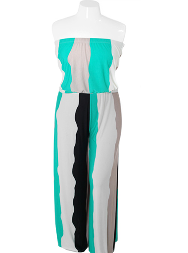 Plus Size Stylish Tube Teal Jumpsuit