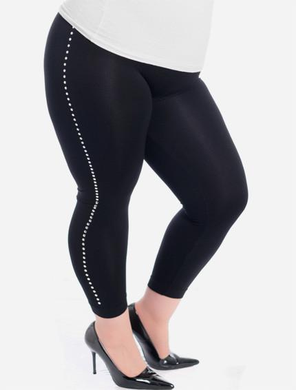 Plus Size Metal Stud Black Leggings-1