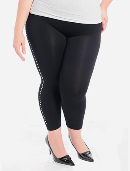 Plus Size Metal Stud Black Leggings