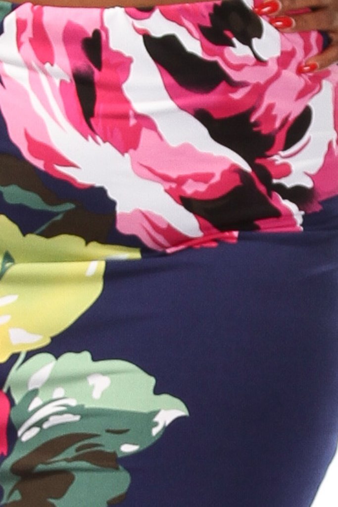Plus Size Gorgeous Floral Unique Print Crop Top & Skirt Set