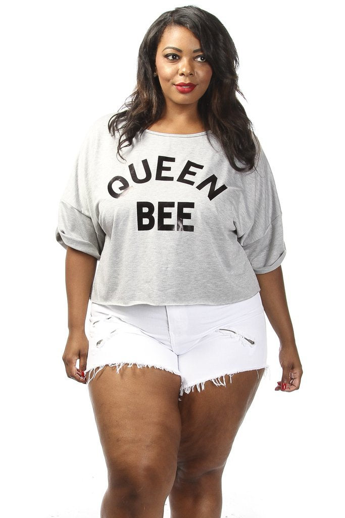 Plus Size Queen Bee Unique Print Crop Top