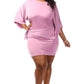 Plus Size Solid Batwing Mini Dress
