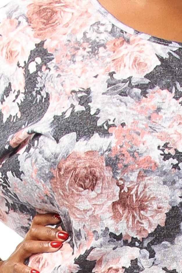 Plus Size Gorgeous Floral Short Sleeve Dolman Top