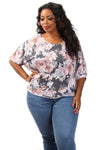 Plus Size Gorgeous Floral Short Sleeve Dolman Top