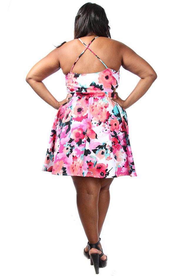 Plus Size Gorgeous Floral Blossom Skater Dress