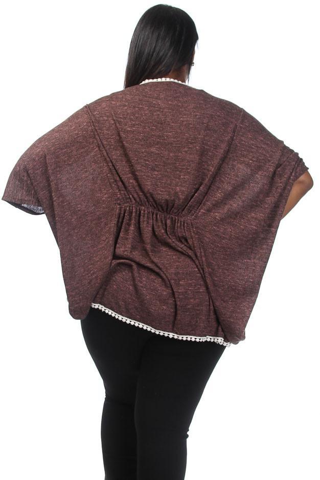 Plus Size Knit Crochet Trim Cardigan