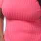 Plus Size Ribbed Zipper Neck Sexy Bodycon Dress
