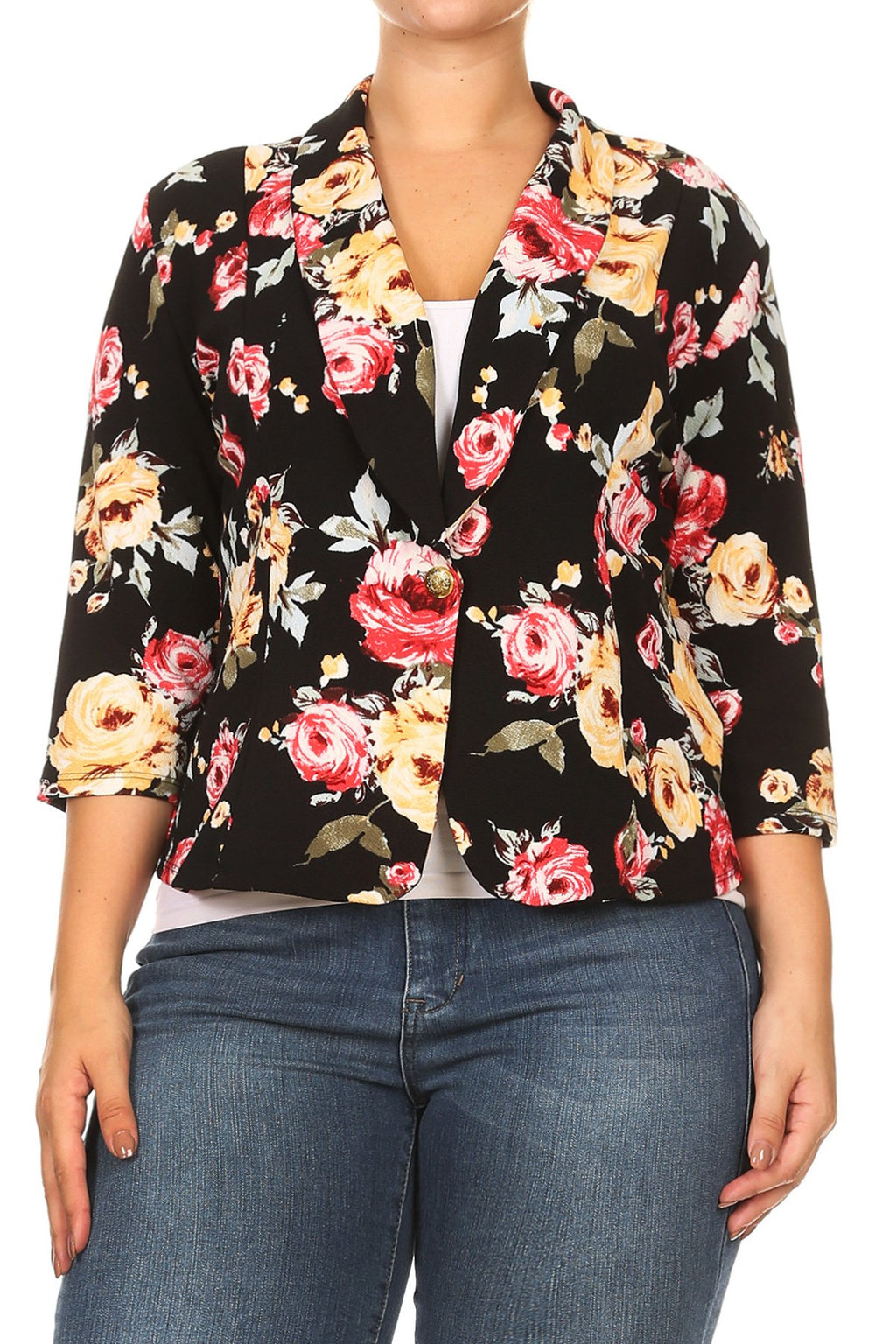 Plus Size Perfect Overlay Floral Blazer Jacket [SALE]