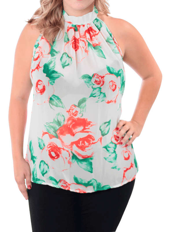 Plus Size Blooming Days Sheer White Top