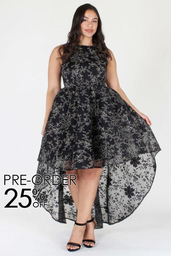 Plus Size Gorgeous Detailed Floral Hi Lo Sleeveless Dress [PRE-ORDER 25% OFF]
