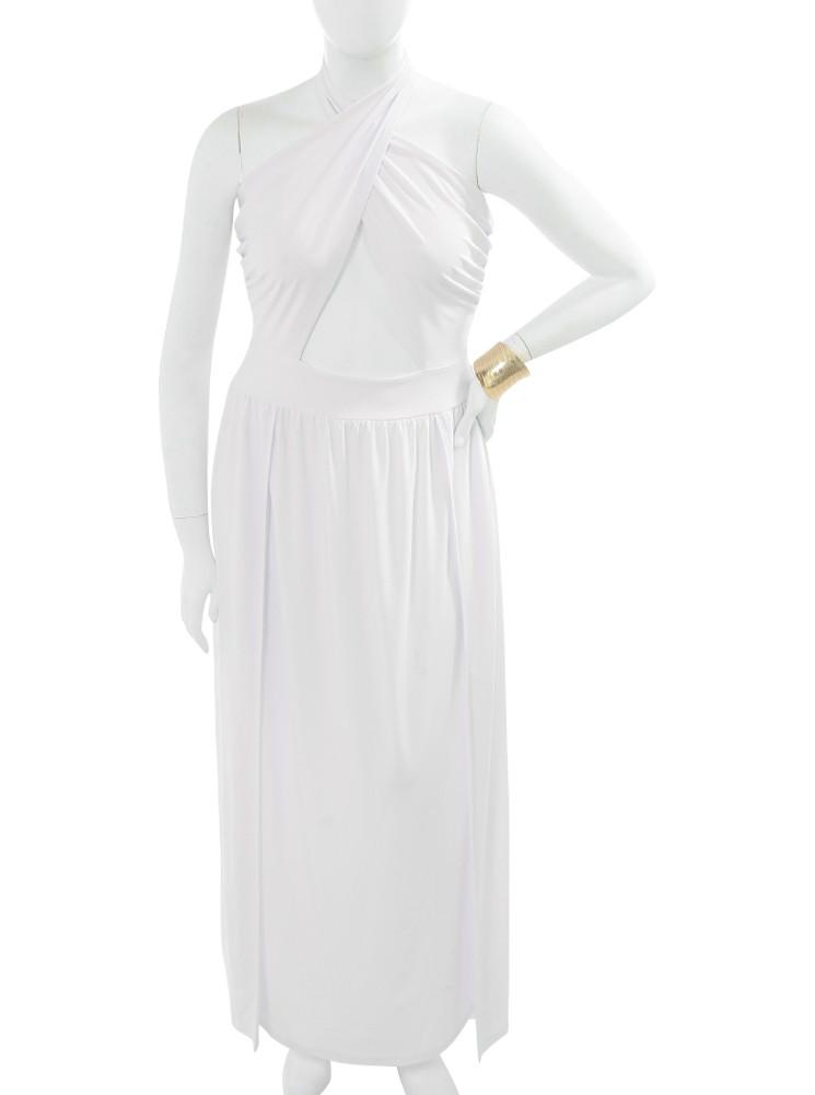 Plus Size Stunning Runway White Maxi Dress