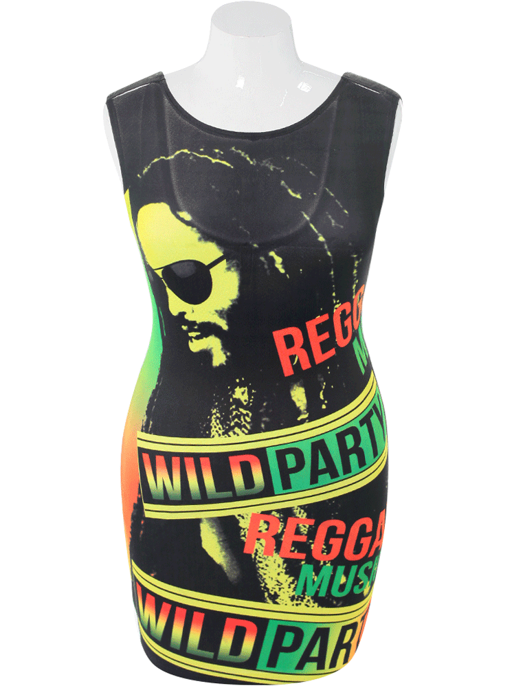 Plus Size Reggae Soul Bodycon Dress