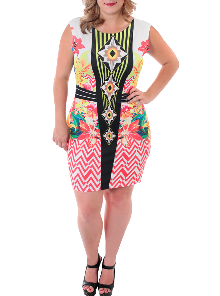 Plus Size Tropical Love Bodycon Dress