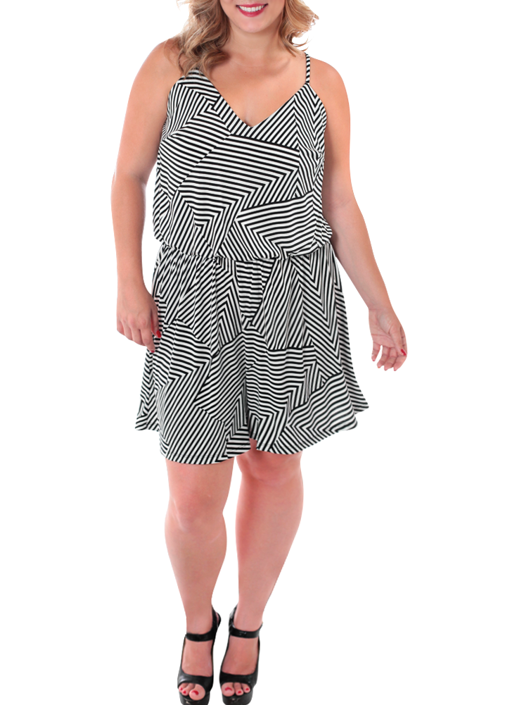 Plus Size Summer Sexy Striped Romper