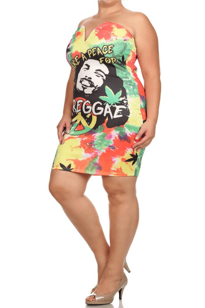 Plus Size For Peace Reggae Graphic Print Dress