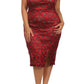 Plus Size Sparkling Flower Red Plunging Dress