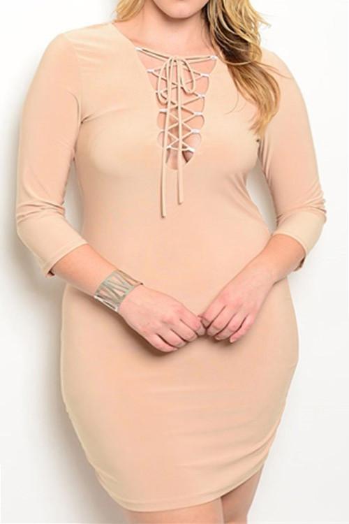 Plus Size Sexy Bodycon Lace Up Dress