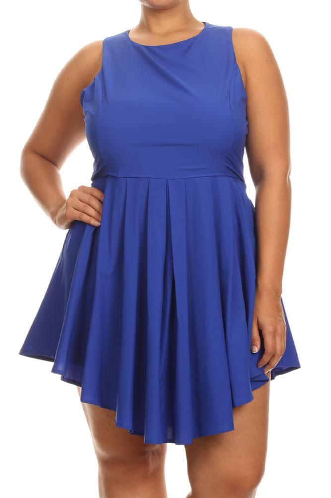 Plus Size Pretty Romper In Pleats Skater Dress