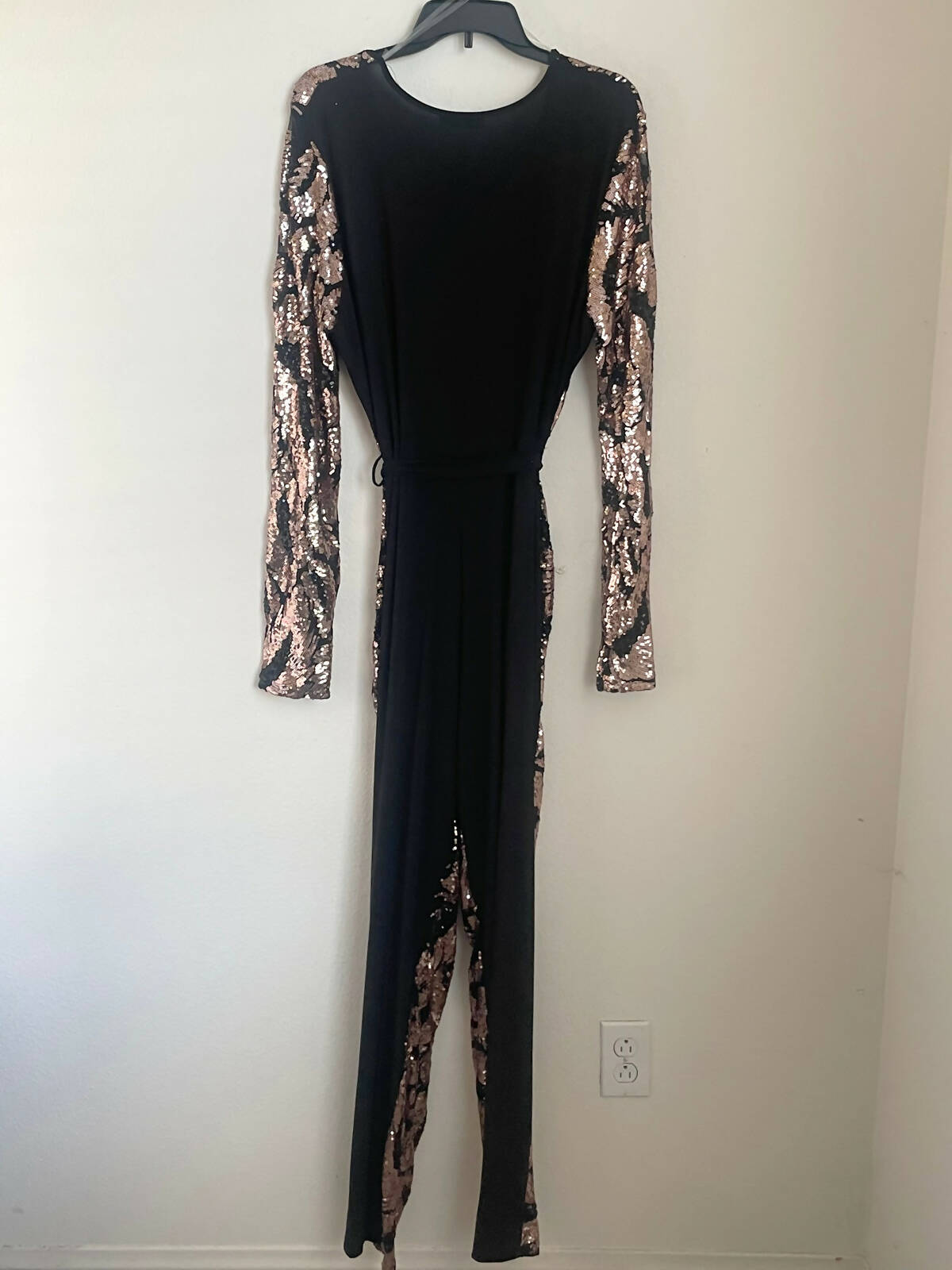 Bedazzled rose gold party jumpsuit