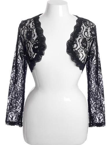 Plus Size See Through Lace Long Sleeve Shrug