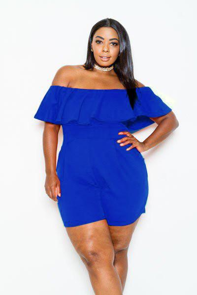 Plus Size Summer Off Shoulder Flounce Romper [SALE]