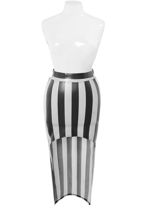 Plus Size Sexy Diva Metallic White Dip Hem Skirt